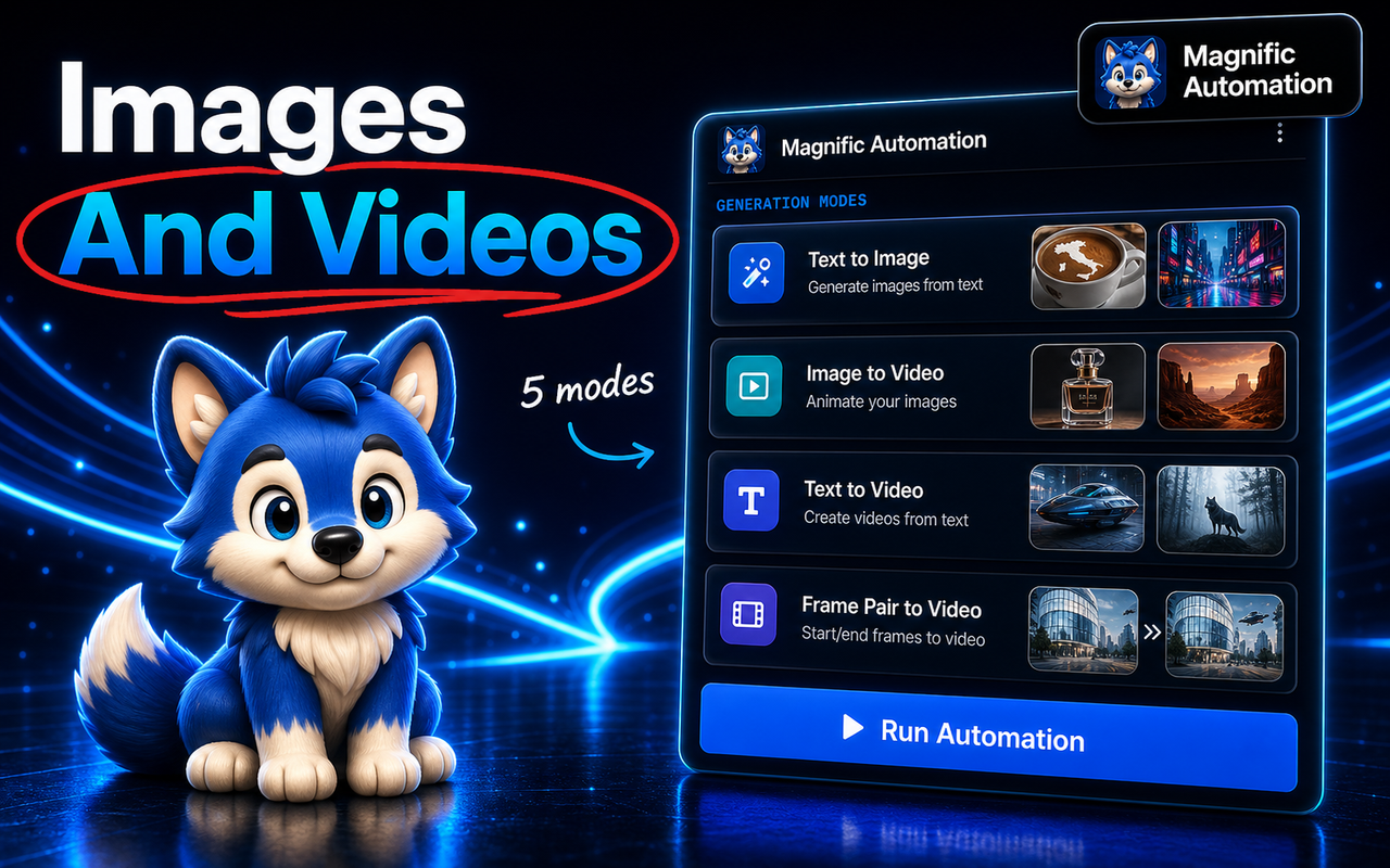 Both image and video generation modes: text-to-video, image-to-video, frame pairs.